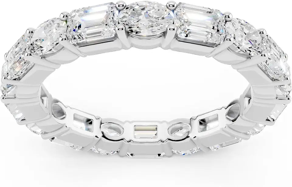14K Gold-Plated Sterling Silver Oval Moissanite Wedding Band