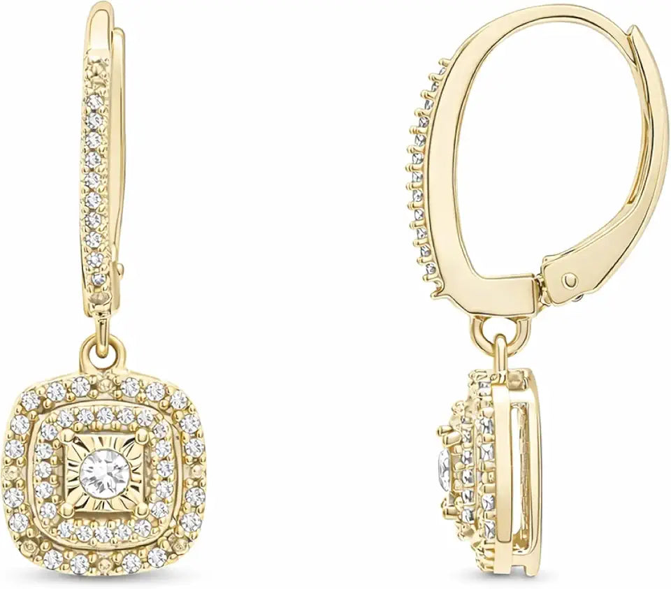 Gold-Tone Sterling Silver Square Drop Jewelry Set