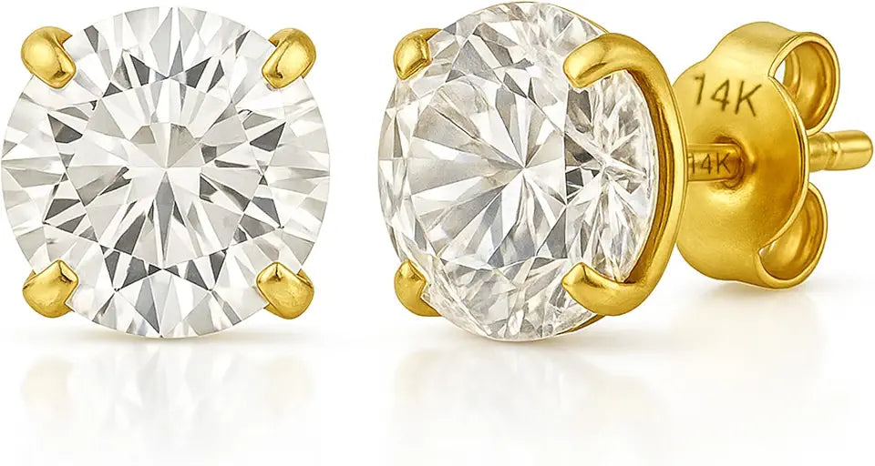 Gold-Tone Round Cubic Zirconia Earrings