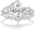 Sterling Silver Pear-Cut Moissanite Engagement Ring