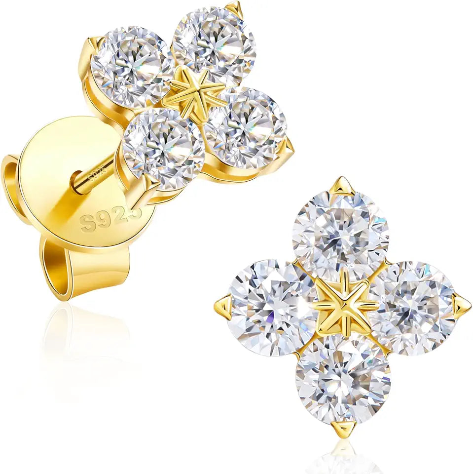 Gold-Tone Sterling Silver Lab-Grown Diamond Stud Earrings