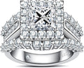 Sterling Silver Oval Moissanite Halo Engagement Ring