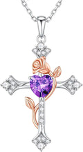 Birthstone Heart Cross Necklace
