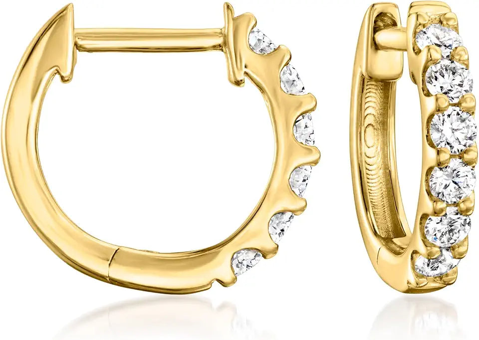 Gold-Tone Lab-Grown Diamond Hoop Earrings