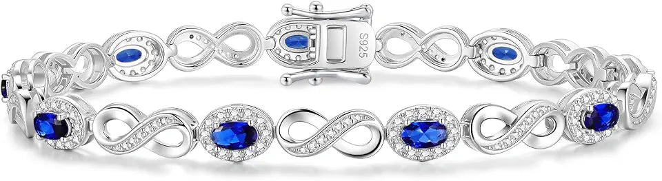 Oval Birthstone Tennis Infinity Bracelet
