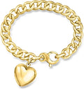 14K Yellow Gold-Plated Heart Cuban Link Bracelet