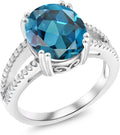 Sterling Silver Oval Birthstone Engagement Ring