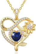 Gold-Tone Birthstone Heart Sunflower Necklace