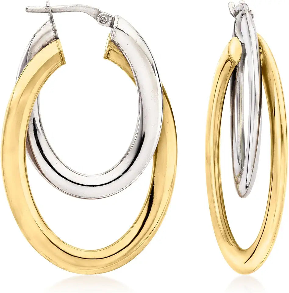 Gold-Tone Sterling Silver Hoop Earrings