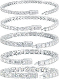 18K White Gold-Plated Sterling Silver Round Moissanite Tennis Bracelet, 5mm
