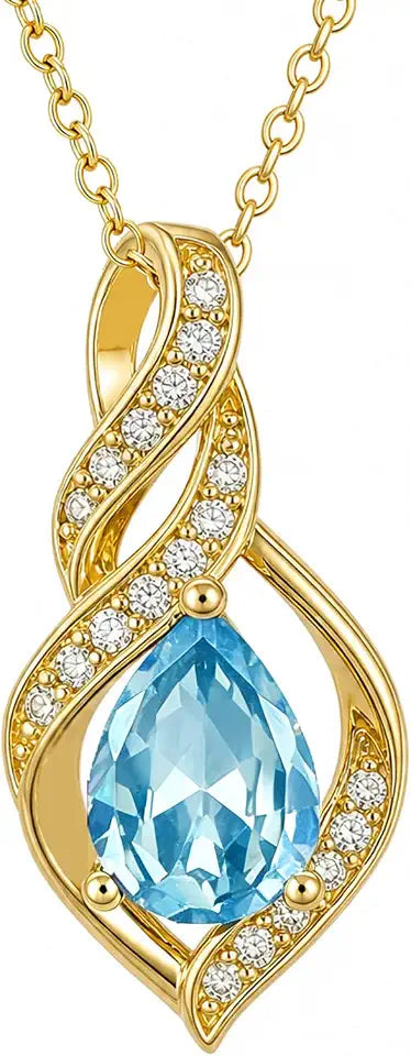 Gold-Tone Teardrop Birthstone Infinity Necklace