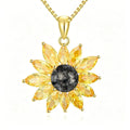 18K Gold-Plated Sterling Silver Citrine Sunflower Necklace, 2 inch