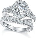 Sterling Silver Moissanite Halo Ring