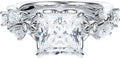 Sterling Silver Moissanite Floral Engagement Ring