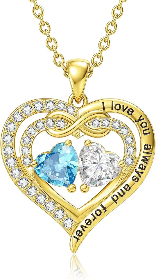 Gold-Tone Birthstone Heart Infinity Necklace