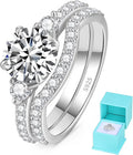 Sterling Silver Round Moissanite Engagement Ring
