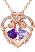 Gold-Tone Birthstone Heart Floral Necklace
