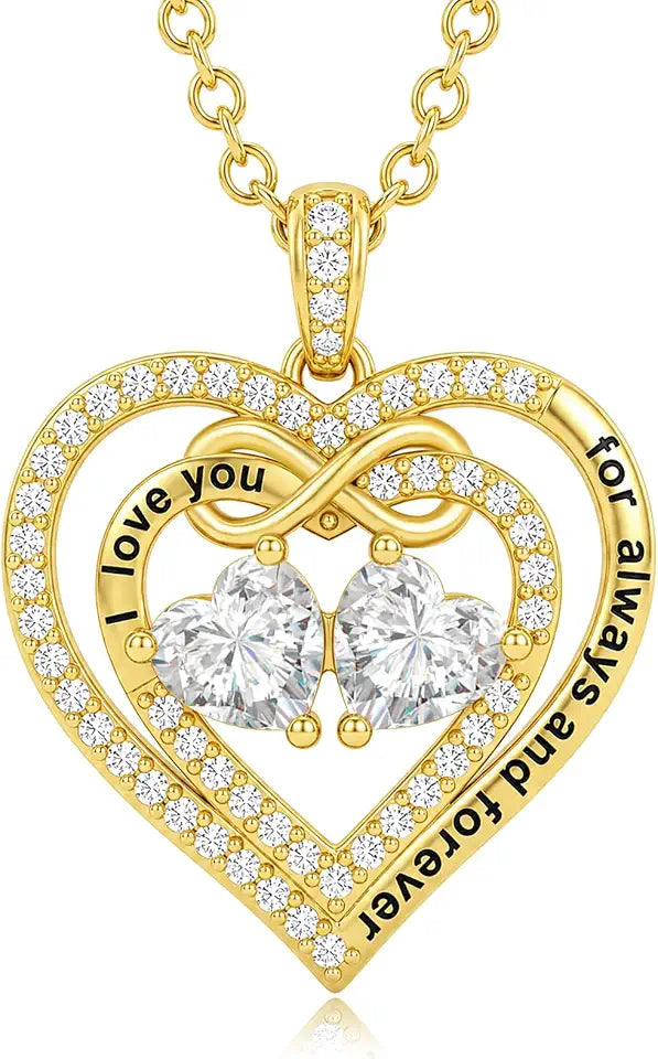 Gold-Tone Birthstone Heart Necklace