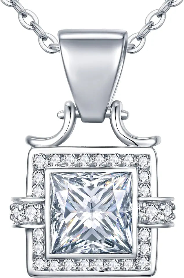Moissanite Halo Necklace
