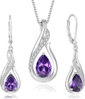 Sterling Silver Teardrop Cubic Zirconia Drop Infinity Jewelry Set