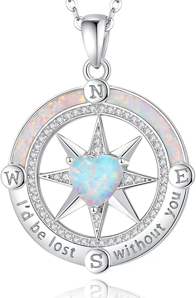 Sterling Silver Birthstone Compass Necklace