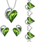 Peridot Stud Heart Earrings with Birthstone