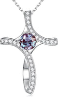 Birthstone Cross Necklace