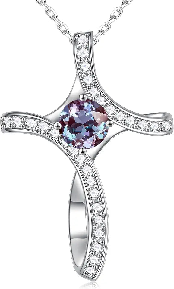 Birthstone Cross Necklace