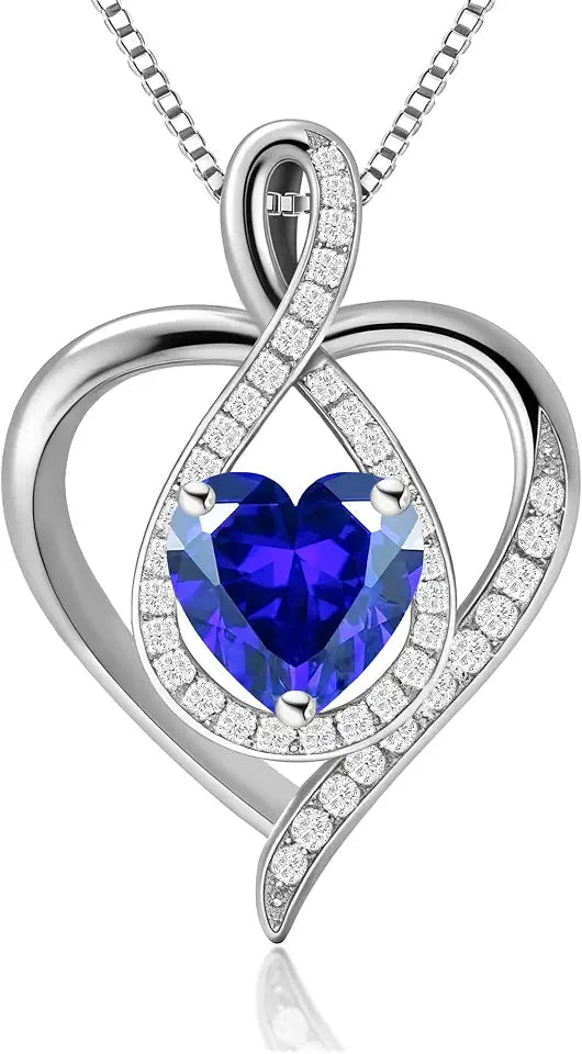 Rhodium-Plated Sterling Silver Cubic Zirconia Heart Infinity Necklace