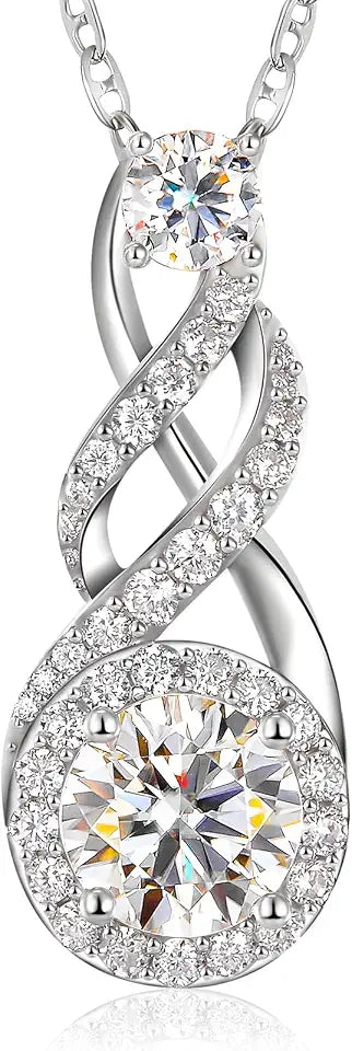 Sterling Silver Moissanite Infinity Necklace
