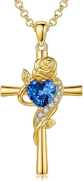 Gold-Tone Birthstone Cross Necklace