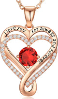 Sterling Silver Birthstone Heart Infinity Necklace