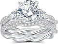 18K White Gold-Plated Sterling Silver Moissanite Engagement Ring