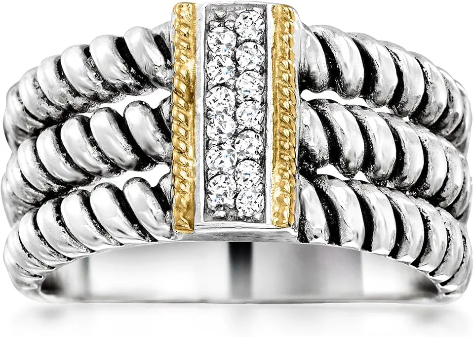 Gold-Tone Sterling Silver Cubic Zirconia Ring