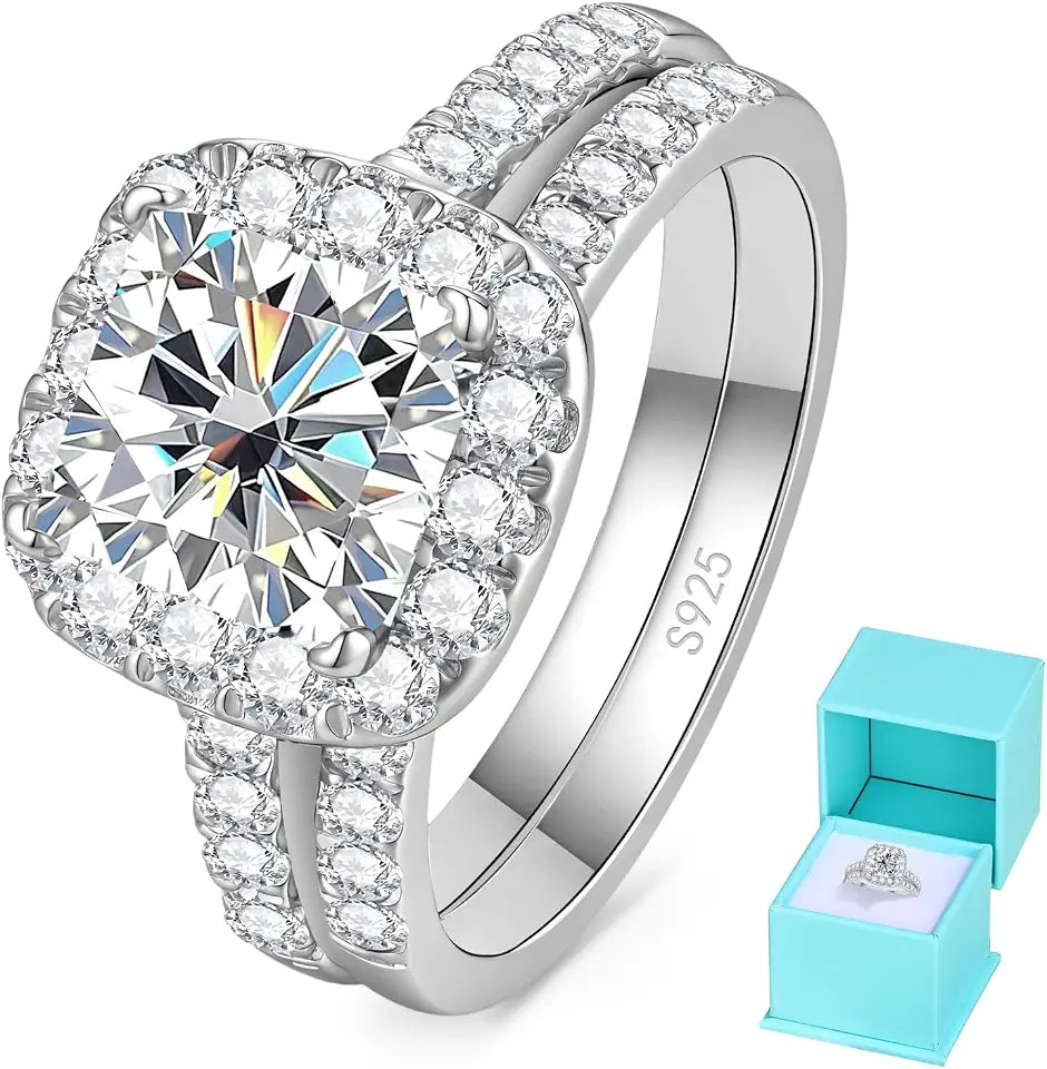 Sterling Silver Oval Moissanite Engagement Ring
