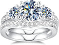 18K White Gold-Plated Sterling Silver Round Moissanite Engagement Ring
