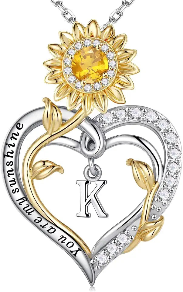 Sunflower Initial Necklace