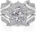 Sterling Silver Moissanite Halo Engagement Ring