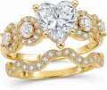 Gold-Tone Moissanite Heart Engagement Ring