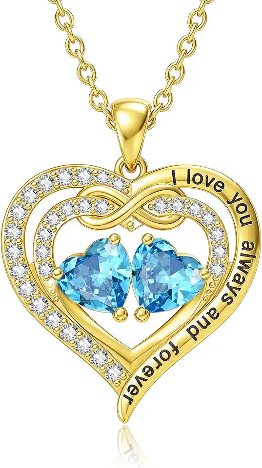 Gold-Tone Birthstone Heart Infinity Necklace