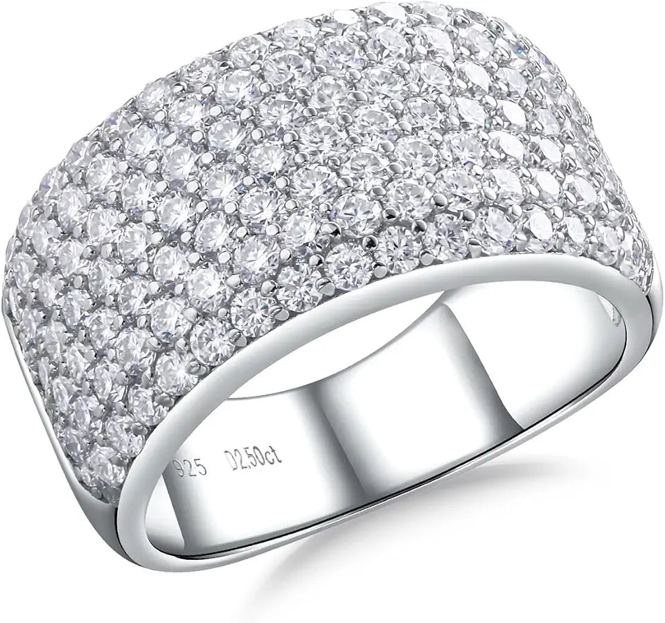 Sterling Silver Moissanite Wedding Band
