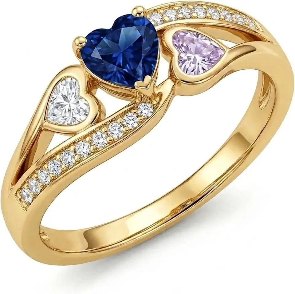 Gold-Tone Birthstone Heart Ring