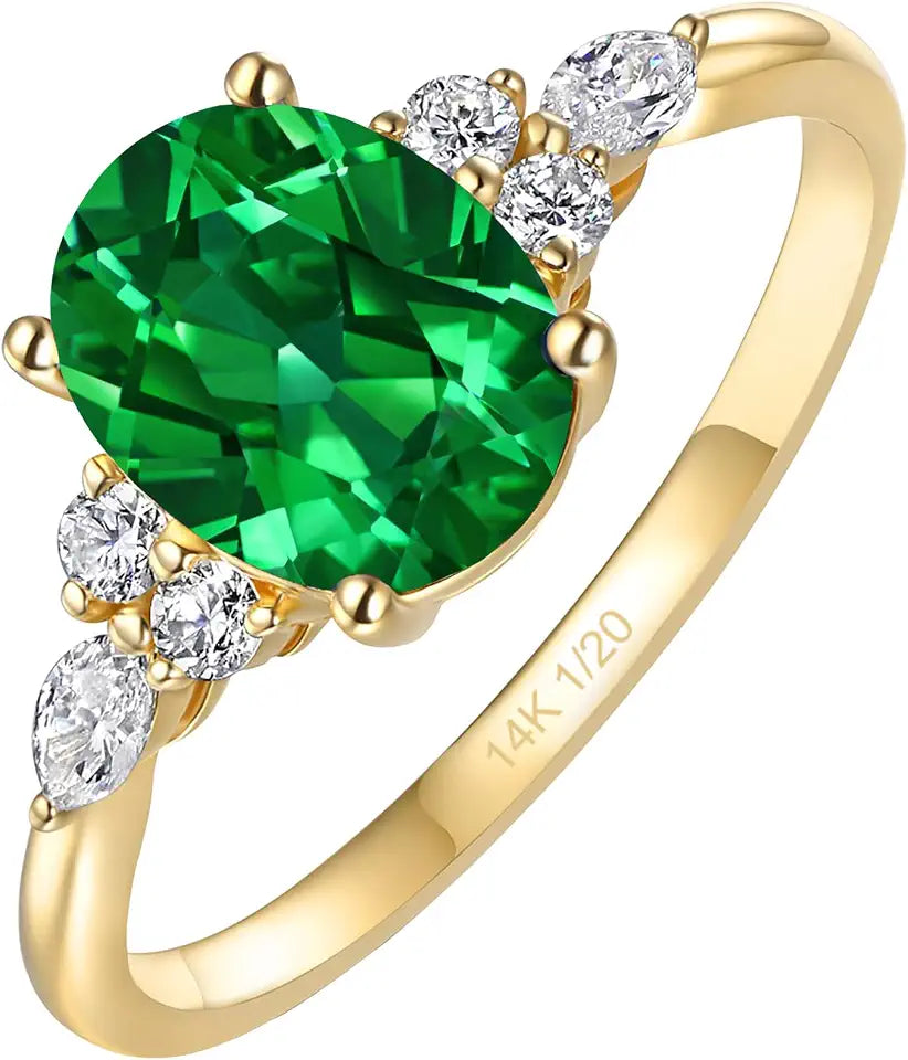 Gold-Tone Sterling Silver Oval Birthstone Ring