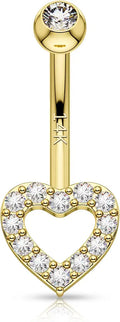 Gold-Tone Cubic Zirconia Heart Body Jewelry