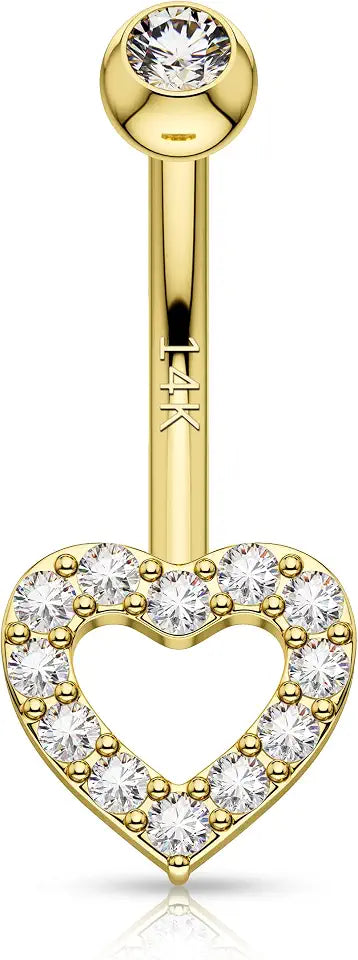Gold-Tone Cubic Zirconia Heart Body Jewelry