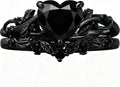 Sterling Silver Onyx Heart Engagement Ring