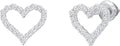 Sterling Silver Round Stud Heart Earrings