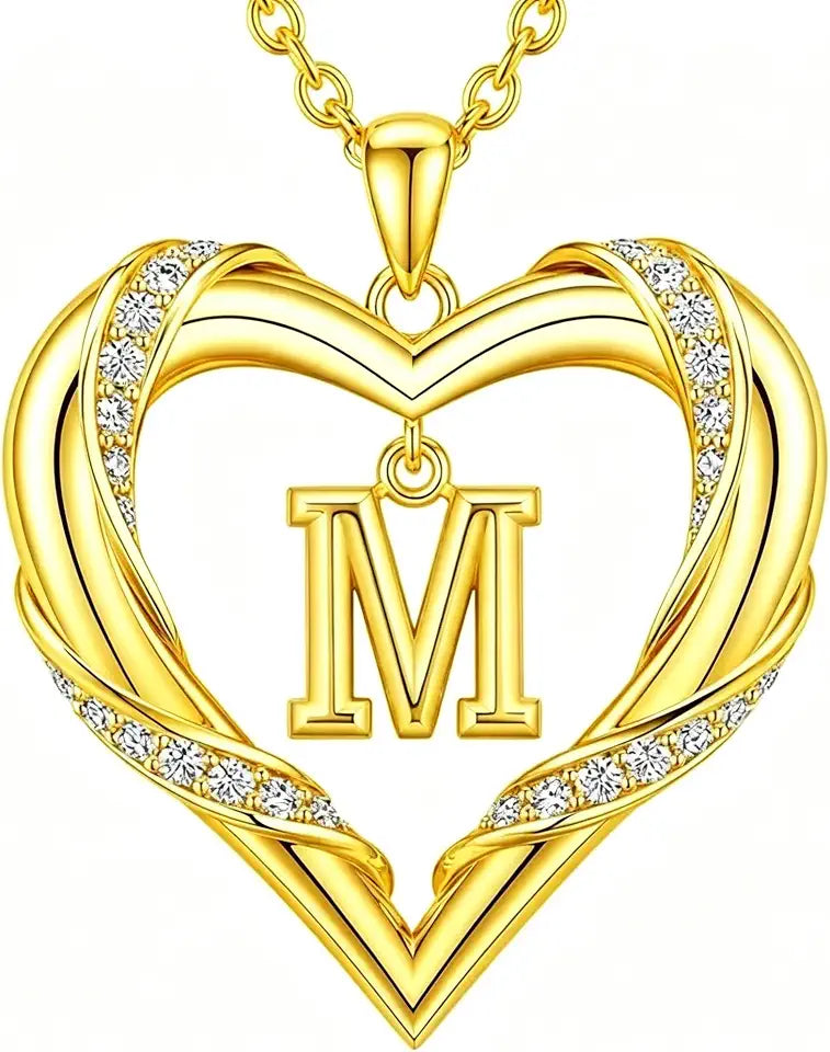 Gold-Tone Heart Initial Necklace