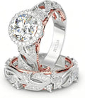 Gold-Tone Sterling Silver Round Cubic Zirconia Halo Engagement Ring