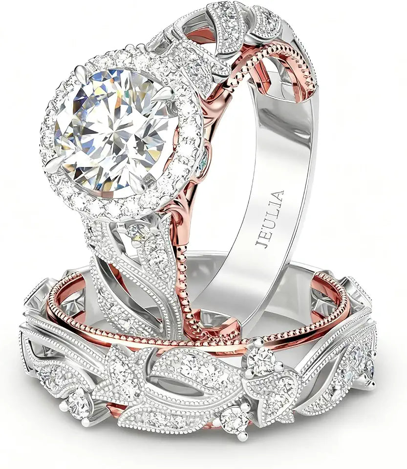 Gold-Tone Sterling Silver Round Cubic Zirconia Halo Engagement Ring